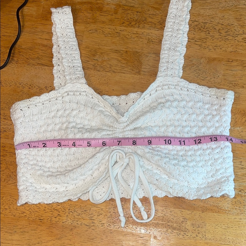 Hollister Cotton White Crochet Crop Top - Picture 4 of 6